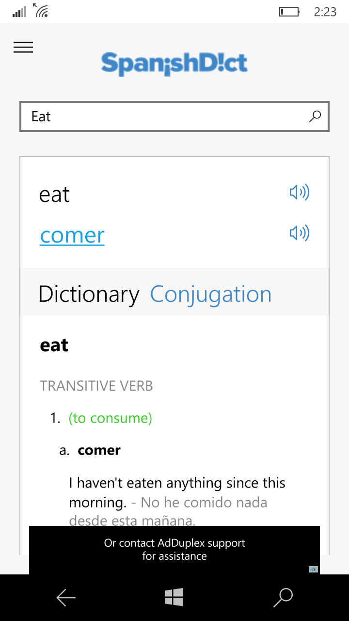 SpanishDict for Windows 10 Mobile