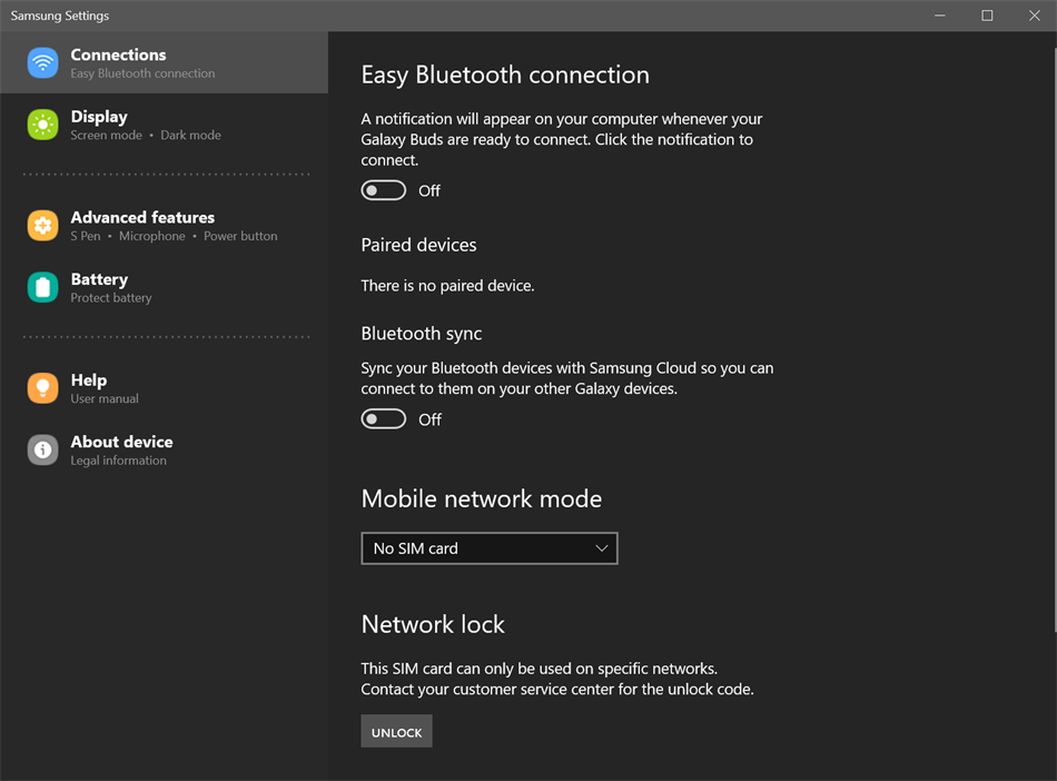 Samsung Settings (ARM) (Windows) بواسطة: Samsung Electronics Co, Ltd.
