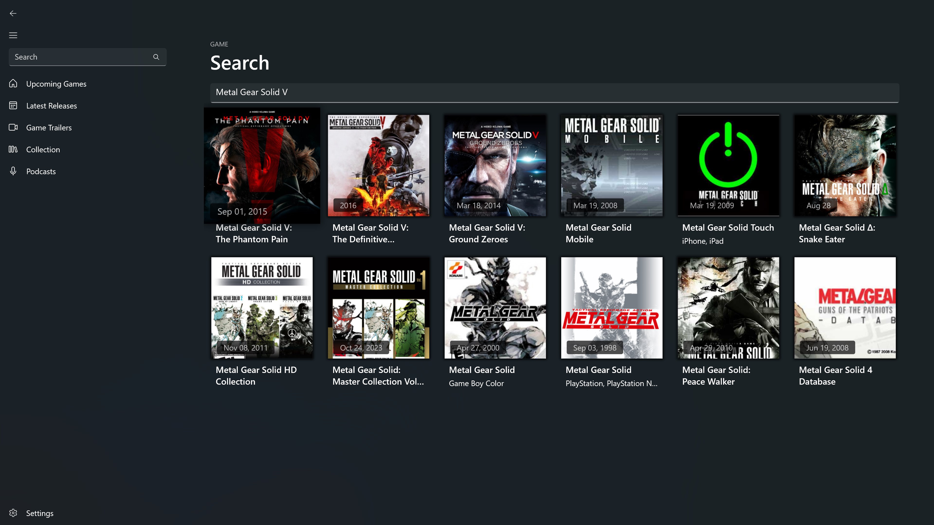 Game Calendar screenshot