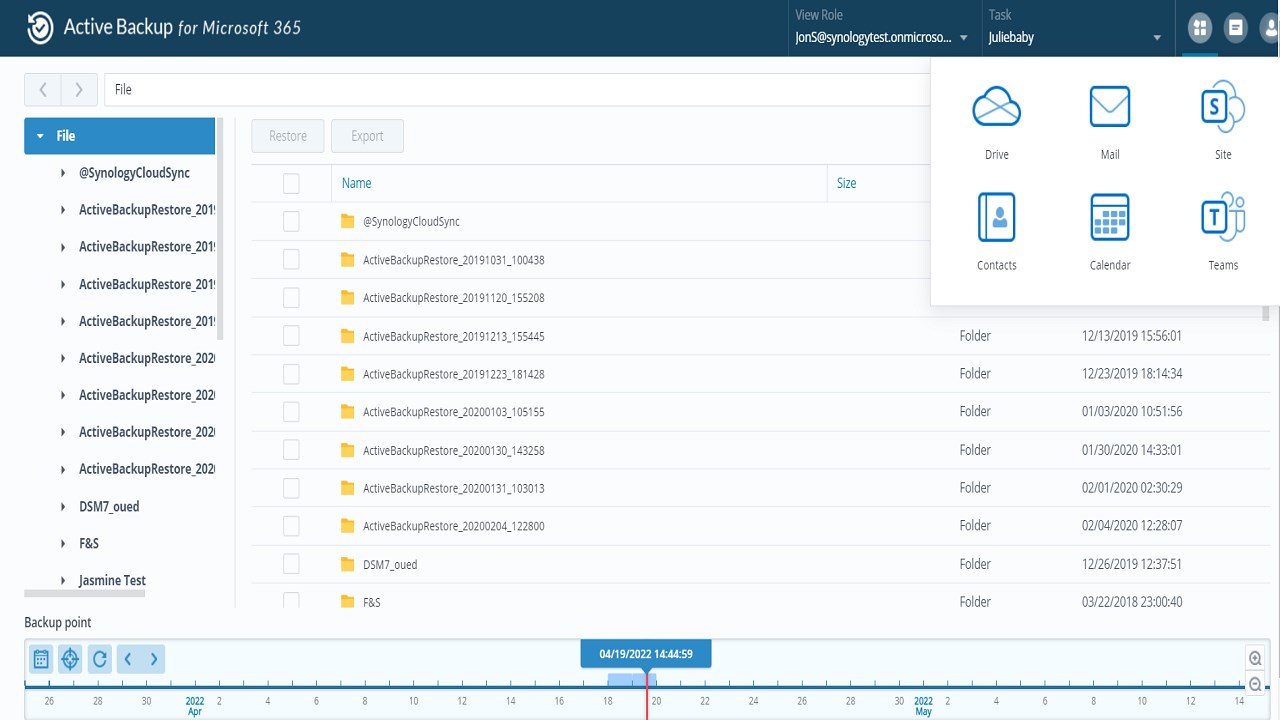 Snapshot 6 of Synology Active Backup for Microsoft 365