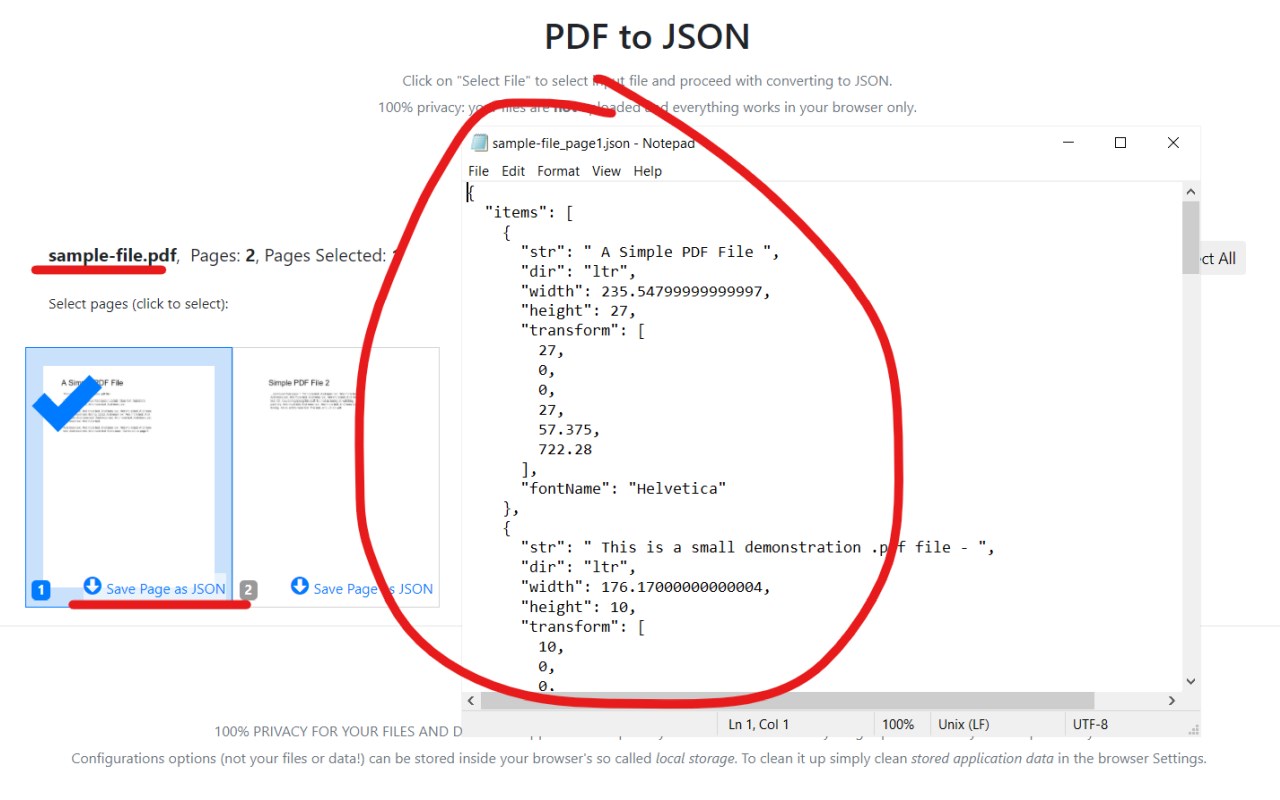 PDF to JSON (by PDFLite.co)