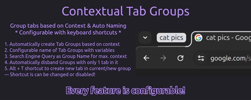 Contextual Tab Groups - Auto create groups when opening a new tab marquee promo image