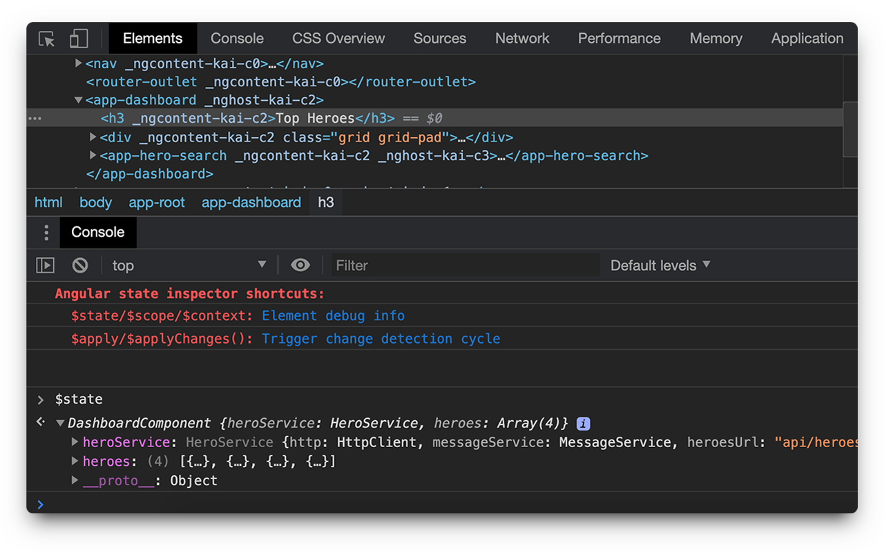 Angular state inspector