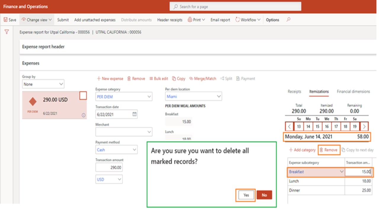 Snapshot 2 of Per Diem for Dynamics 365 Finance