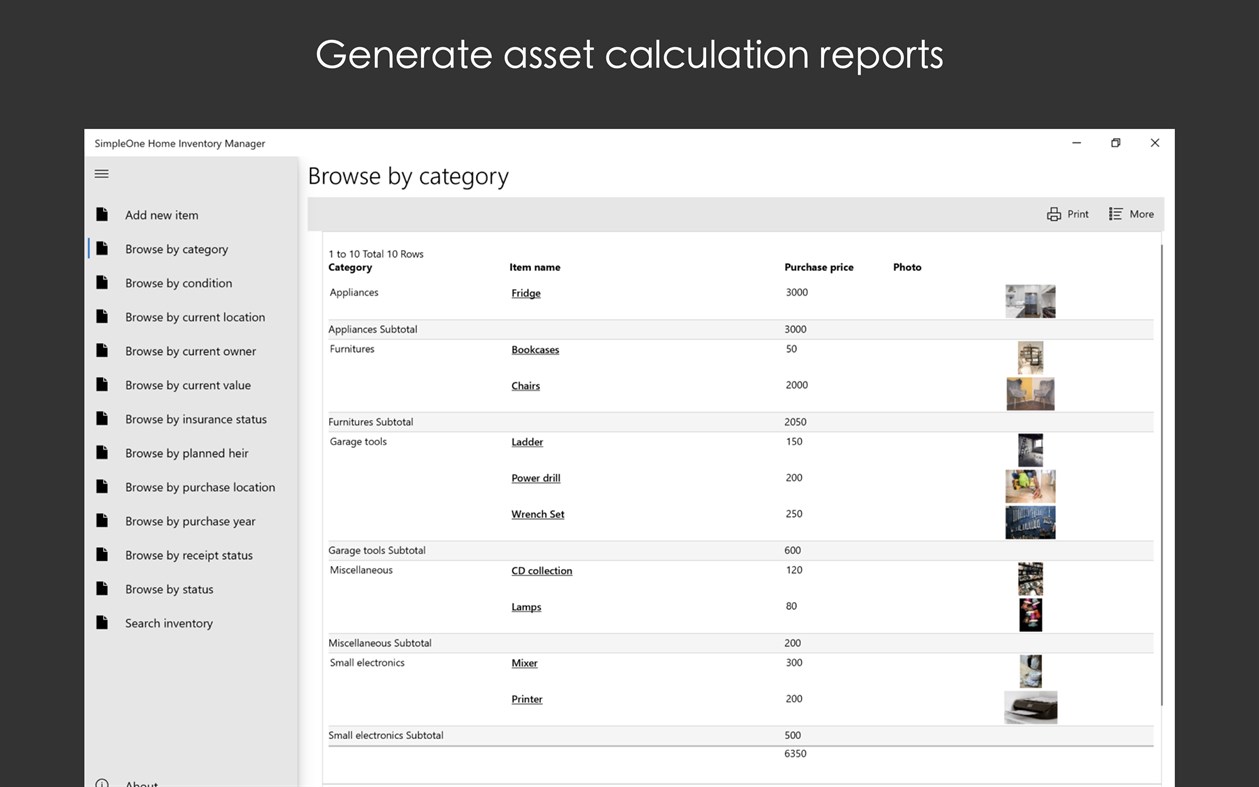 #4. SimpleOne Home Inventory Manager (Windows) By: Aidaluu Inc.