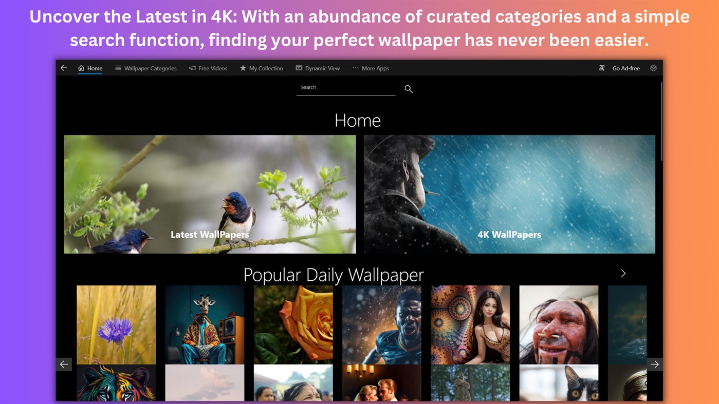#2. Ultra 4K HD Wallpapers: Desktop WallPapers (Windows) By: finetuneapps