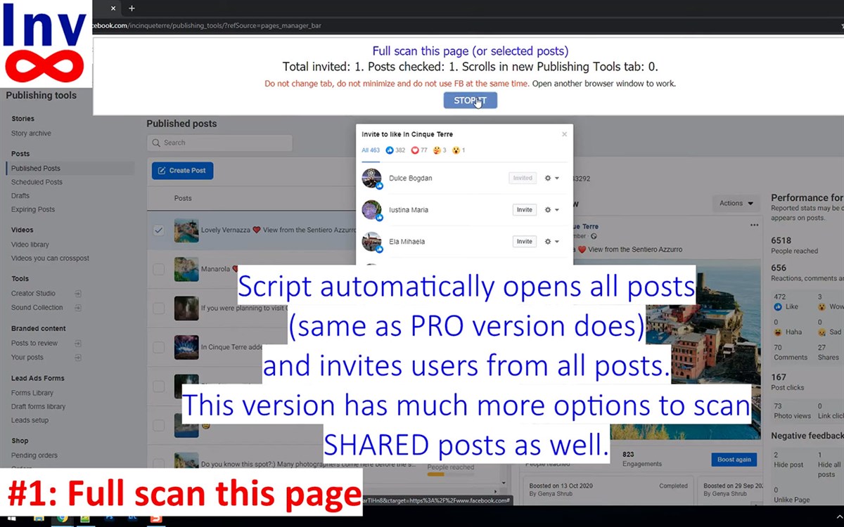 Invite fans and post likers in Facebook™