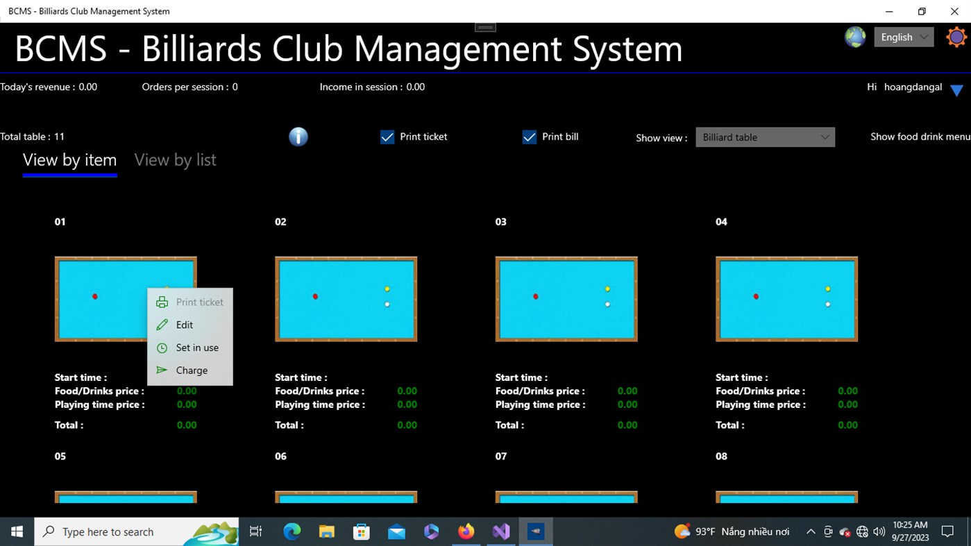 #2. BCMS - Billiards Club Management System (Windows) โดย: hoangdangal