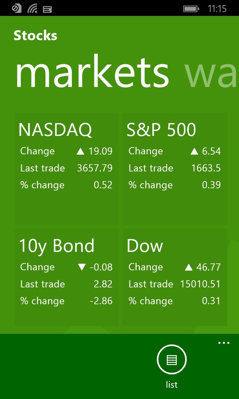 Stocks for Windows 10 Mobile