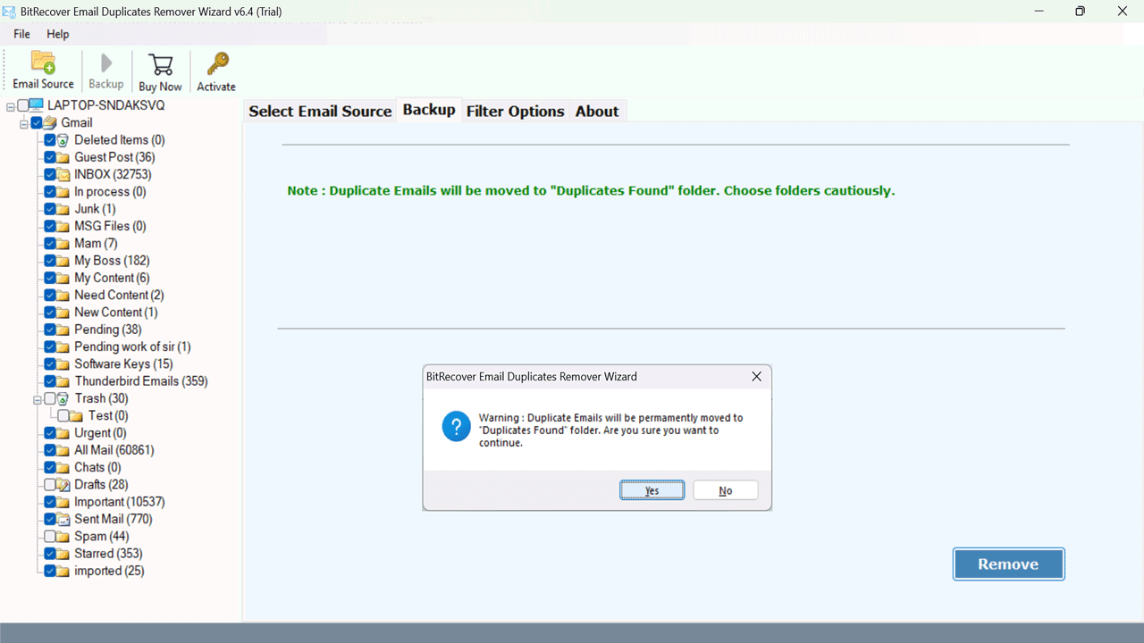 Snapshot 5 of BitRecover for Office 365 Duplicate Email Remover