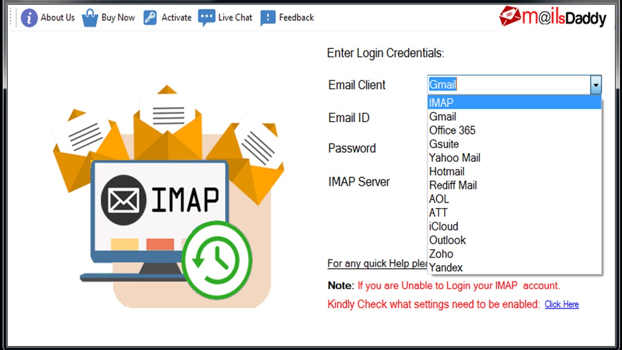Snapshot 1 of MailsDaddy IMAP Backup Tool