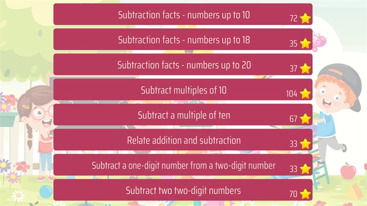 First grade Math - Subtraction - PC - (Windows)