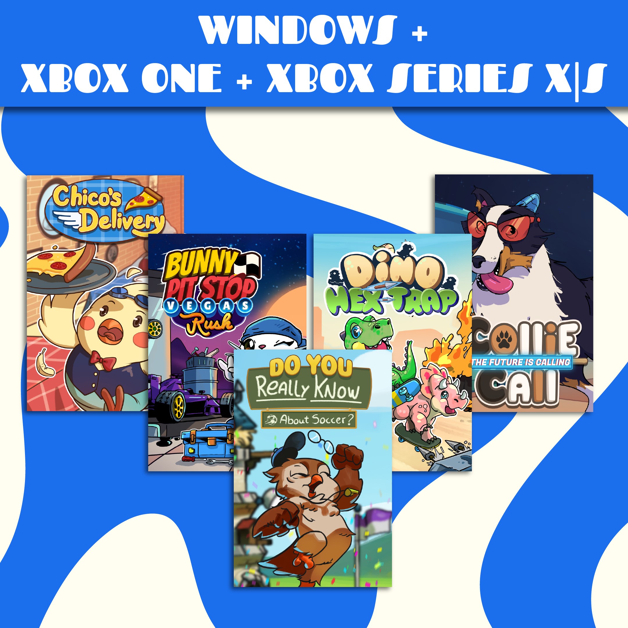 Bunny Pit Stop + Chico's Delivery + Collie Call+ Dino Hex Trap + Do You Really Know About Soccer? (Bundle)