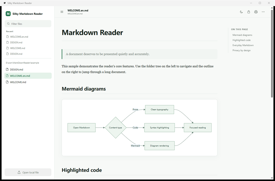 Silky Markdown Reader (Windows) Podle: Edward Chew