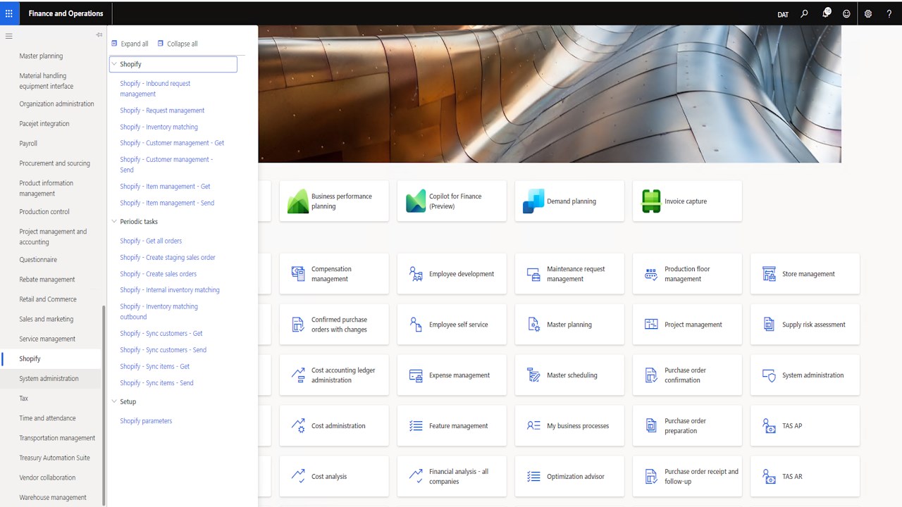 Snapshot 1 of Shopify Integration for D365FO