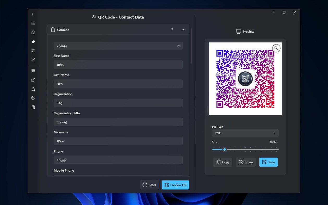 #7. QR Code Generator Pro (Windows) By: Aadhil RF