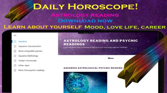 Aquarius daily horoscope Astrology psychic reading screenshot 1