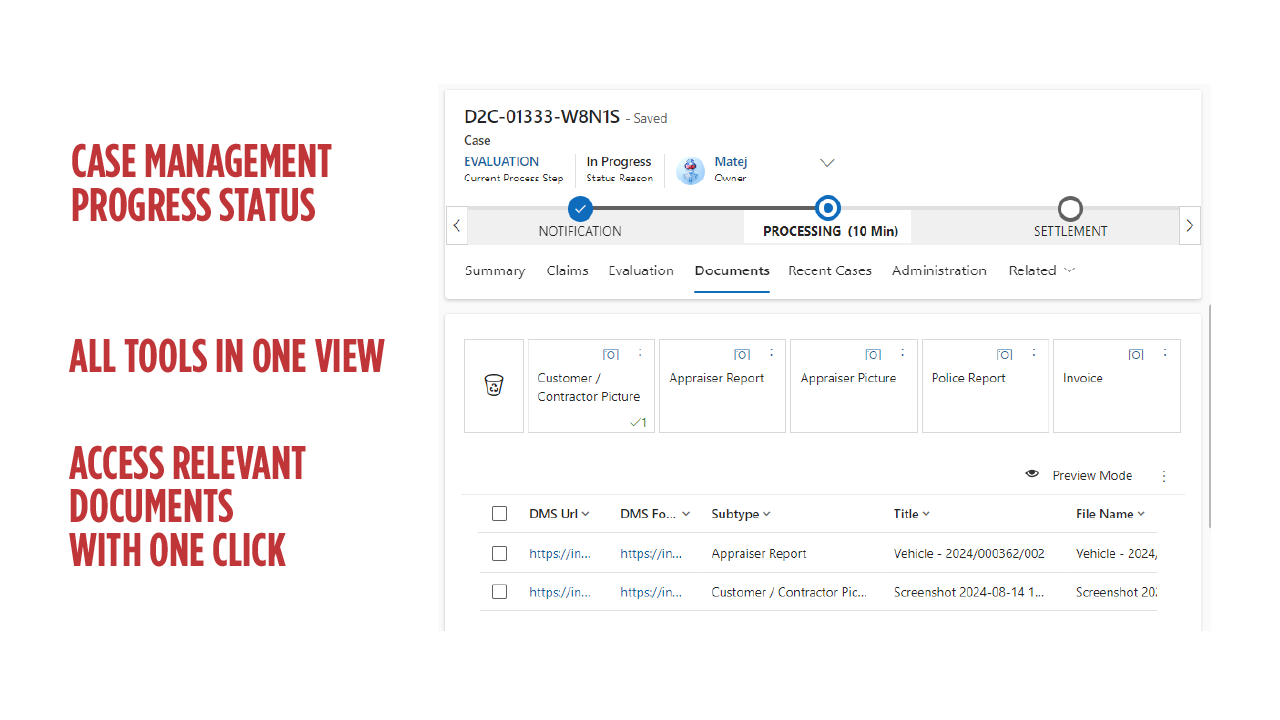 Snapshot 1 of IN2 Claims for Dynamics 365