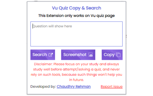 Vu Quiz Copy & Search