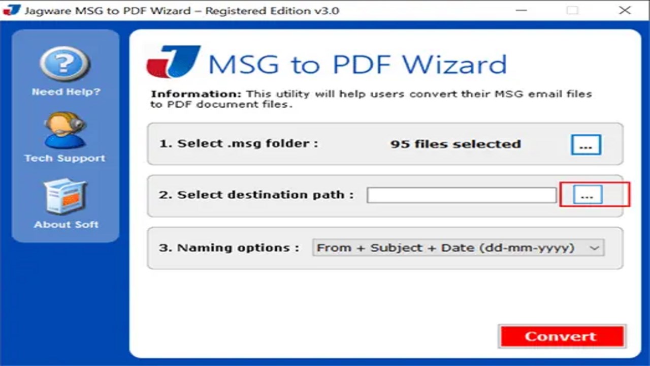 Snapshot 3 of Jagware for Outlook MSG to PDF Converter