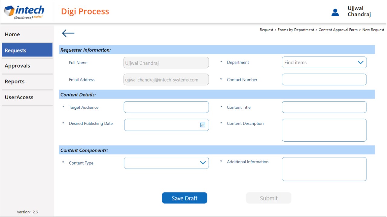 Snapshot 3 of Intech's Digiprocess App