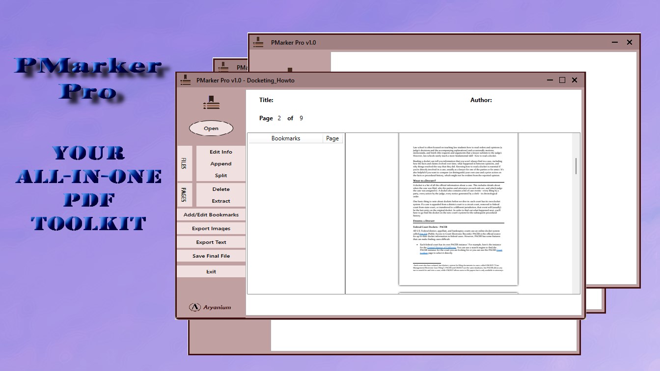 PMarker Pro on Windows merging several PDF files into one document while preserving each source file’s bookmarks in the combined outline.