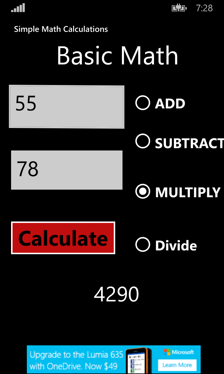Simple Math Calculations for Windows 10