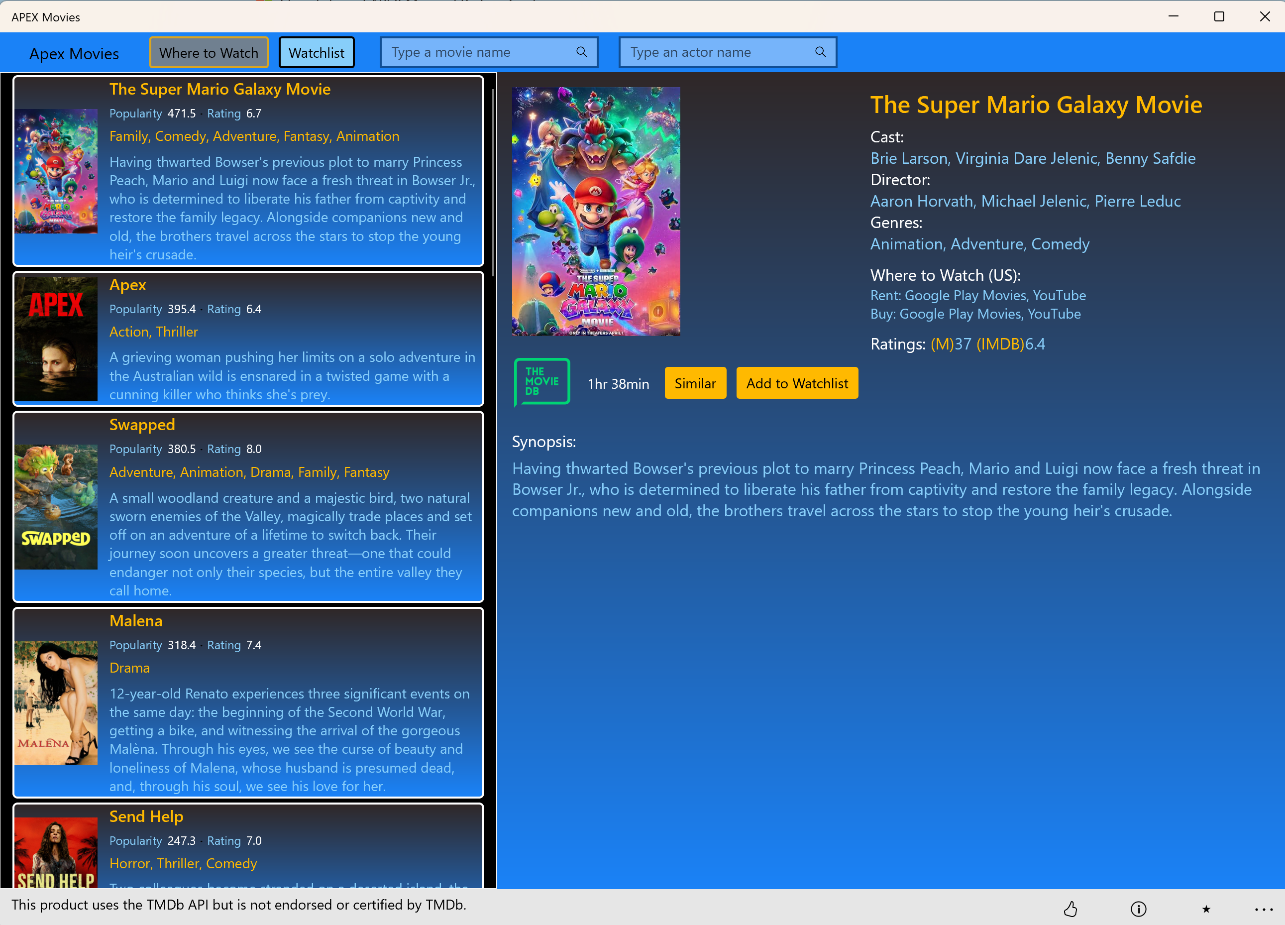 APEX Movies screenshot