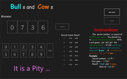 Bulls & Cows screenshot 2
