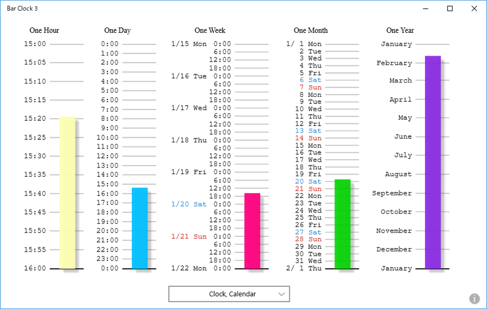 Bar Clock 3 - Bar chart style calendar, clock tool (by Maxicode ...