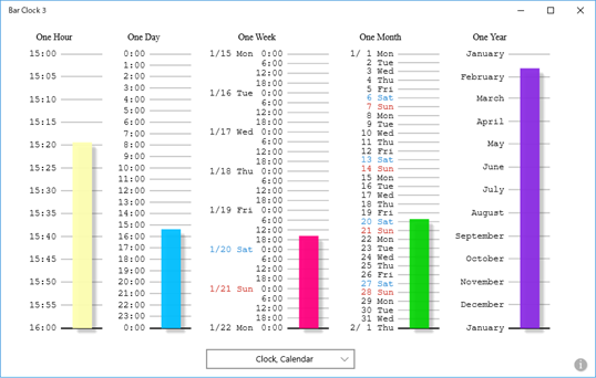 Bar Clock 3 - Bar chart style calendar, clock tool screenshot 1