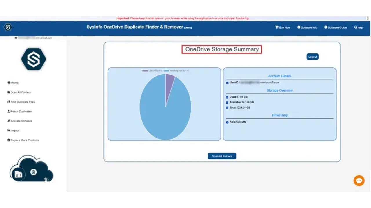Snapshot 2 of Sysinfo OneDrive Duplicate File Finder Tool