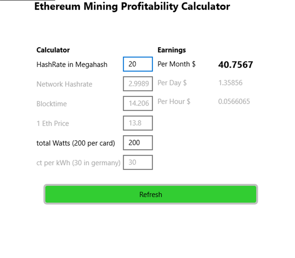 Ethereum Profitability Calculator (Windows) 由: VisualFront