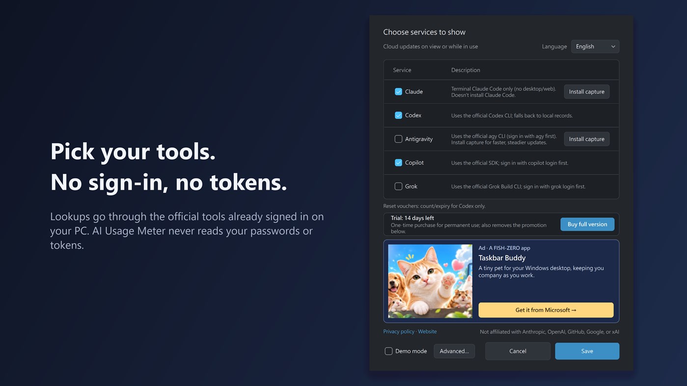 #3. AI Usage Meter (Windows) Oleh: Fish-Zero