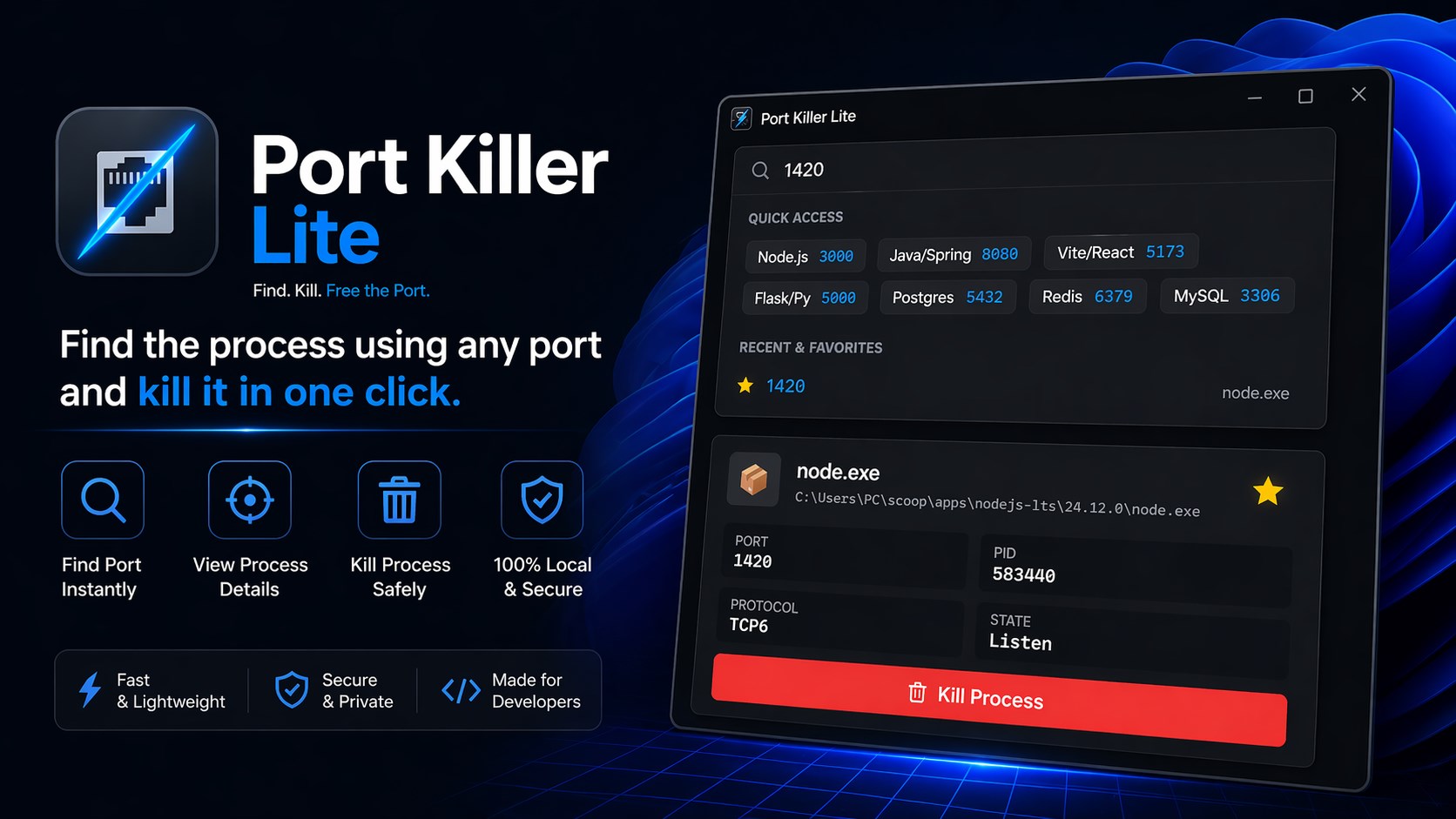 Port Killer Lite port list