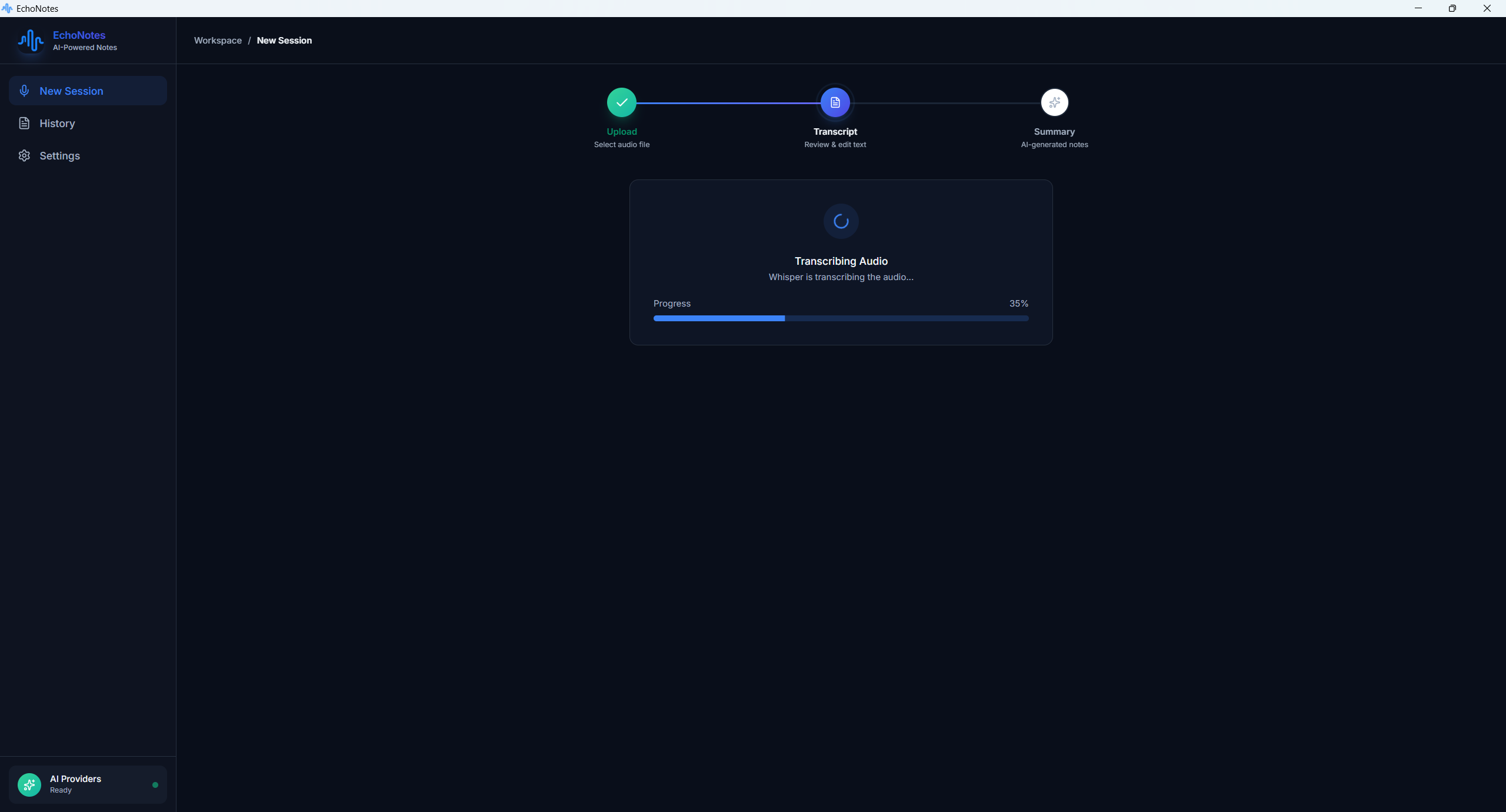 EchoNotes summary screen