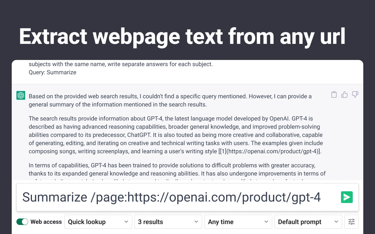 WebChatGPT: ChatGPT with internet access