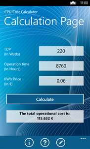 CPU Cost Calculator screenshot 2