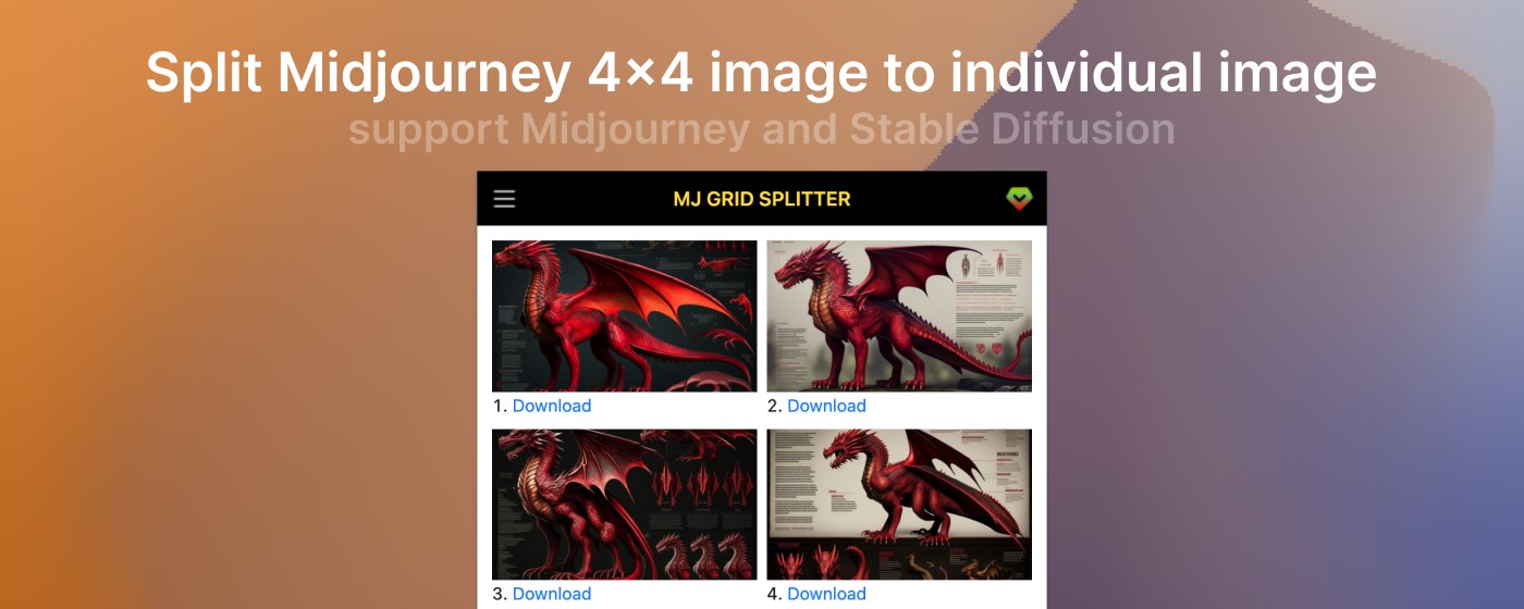Midjourney Grid Splitter - Image Splitter marquee promo image