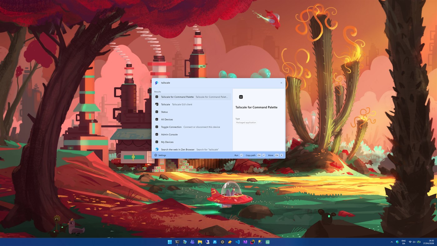 #2. Tailscale for Command Palette (Windows) Ved: NickNissen
