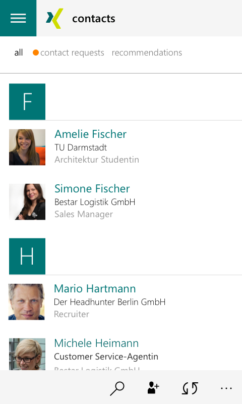 Screenshot: Contacts