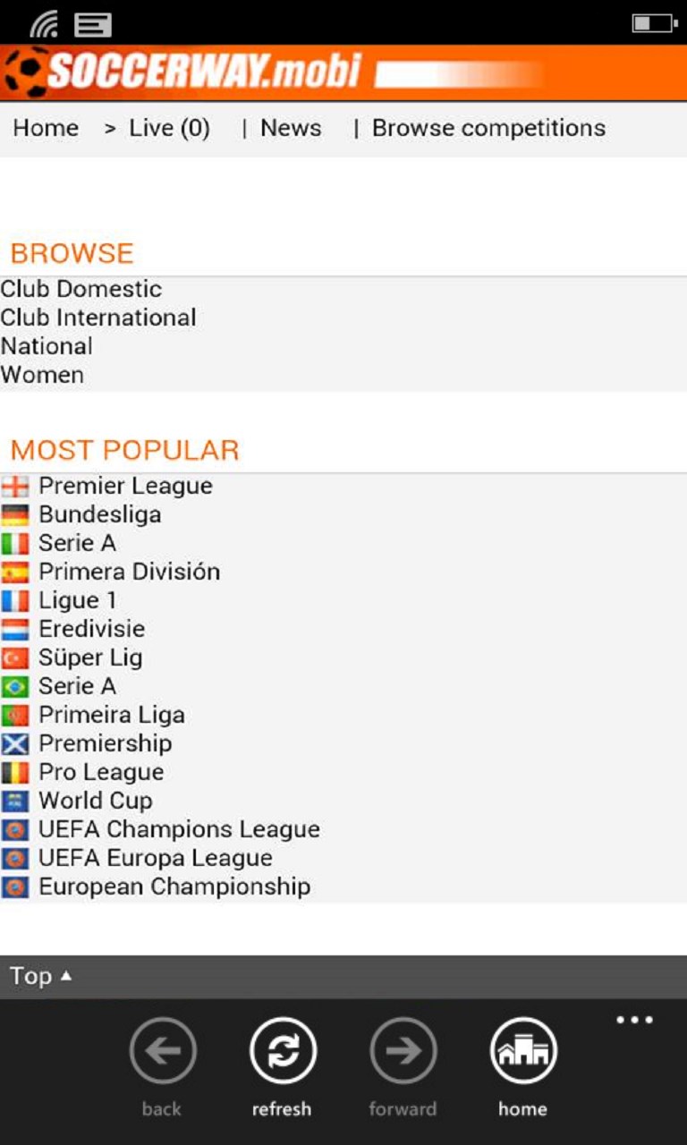 Soccerway Mobile For Windows 10 Mobile