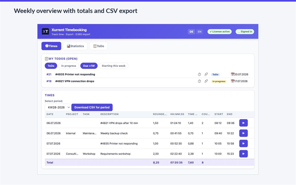 Xurrent Timebooking