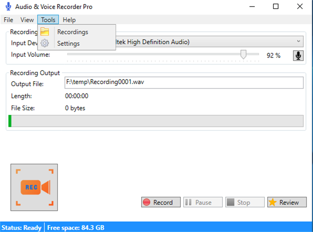 #4. Audio Recorder & Voice Recorder Pro (Windows) Podle: CoolLeGet Inc