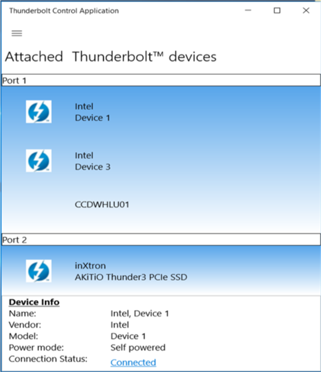 Thunderbolt control center