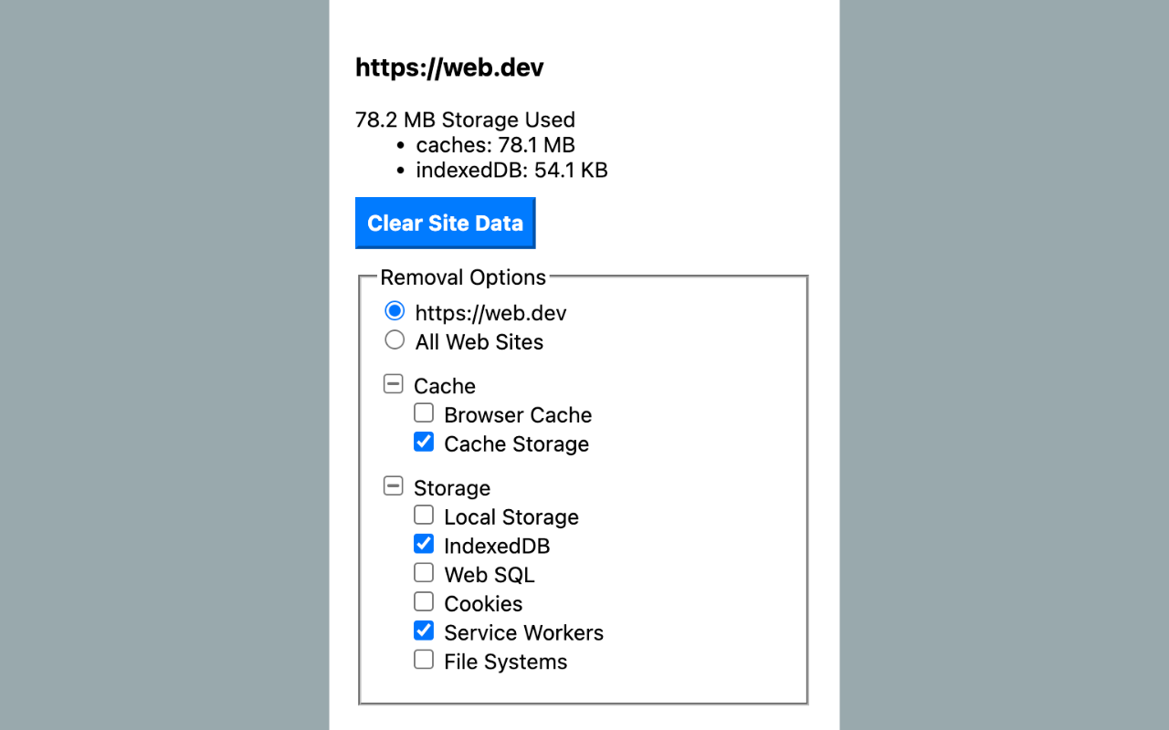 Clear Site Data