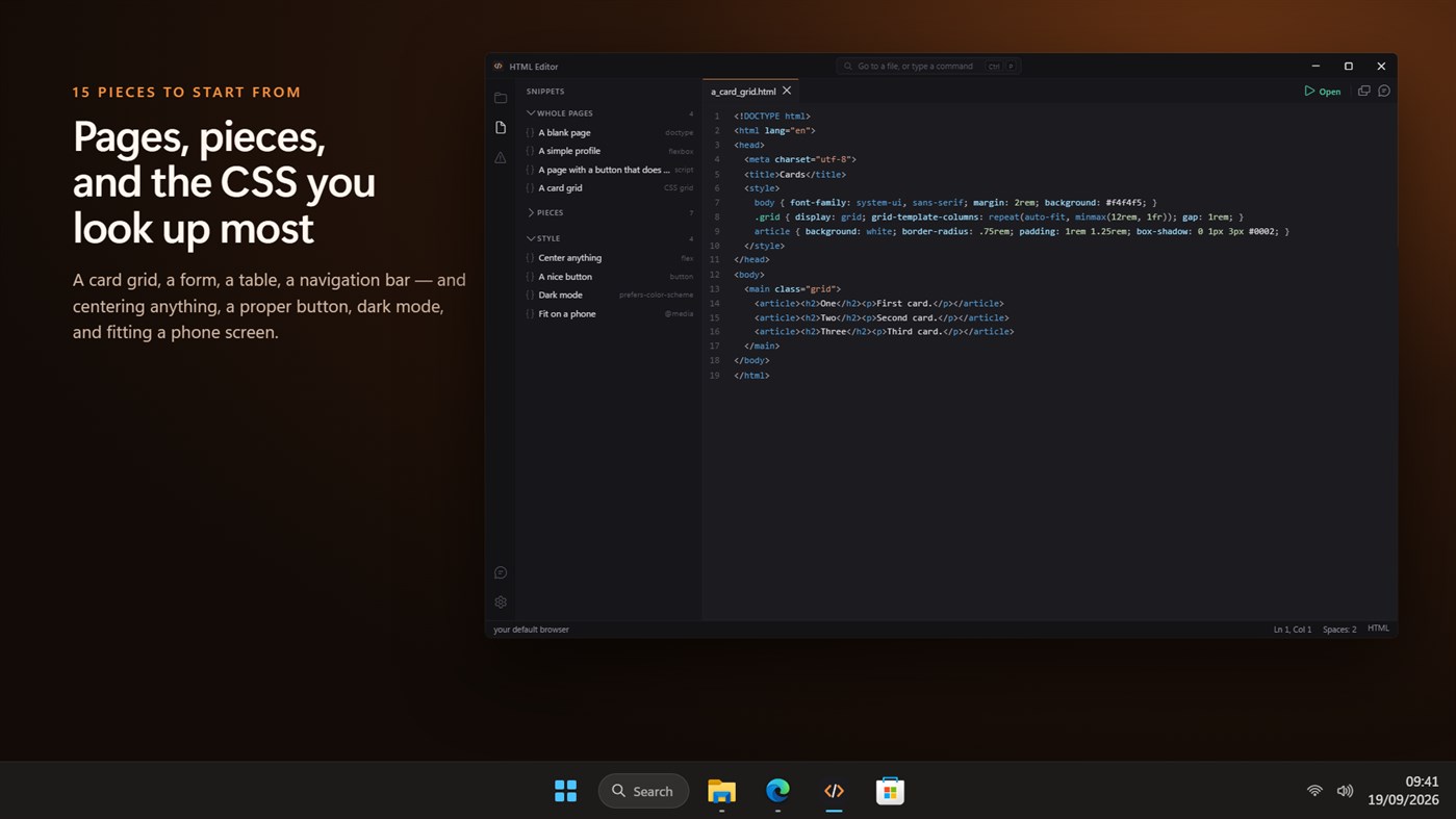 #3. Simple HTML and CSS Editor (Windows) De: EvlarSoft LLC