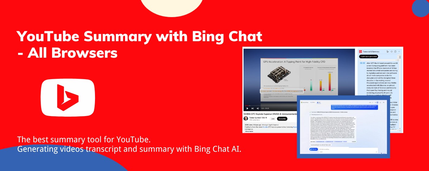 Summary with Bing Chat for YouTube promo image