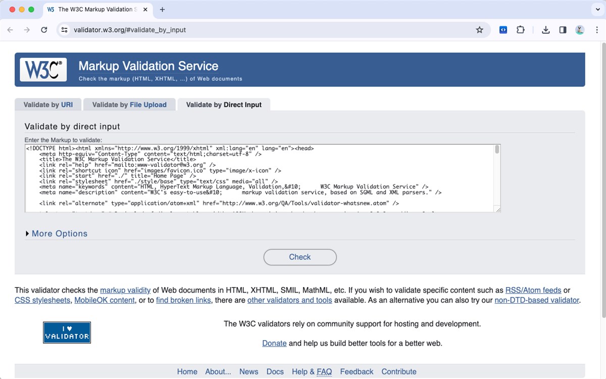W3C Markup Validation Service for CSR pages