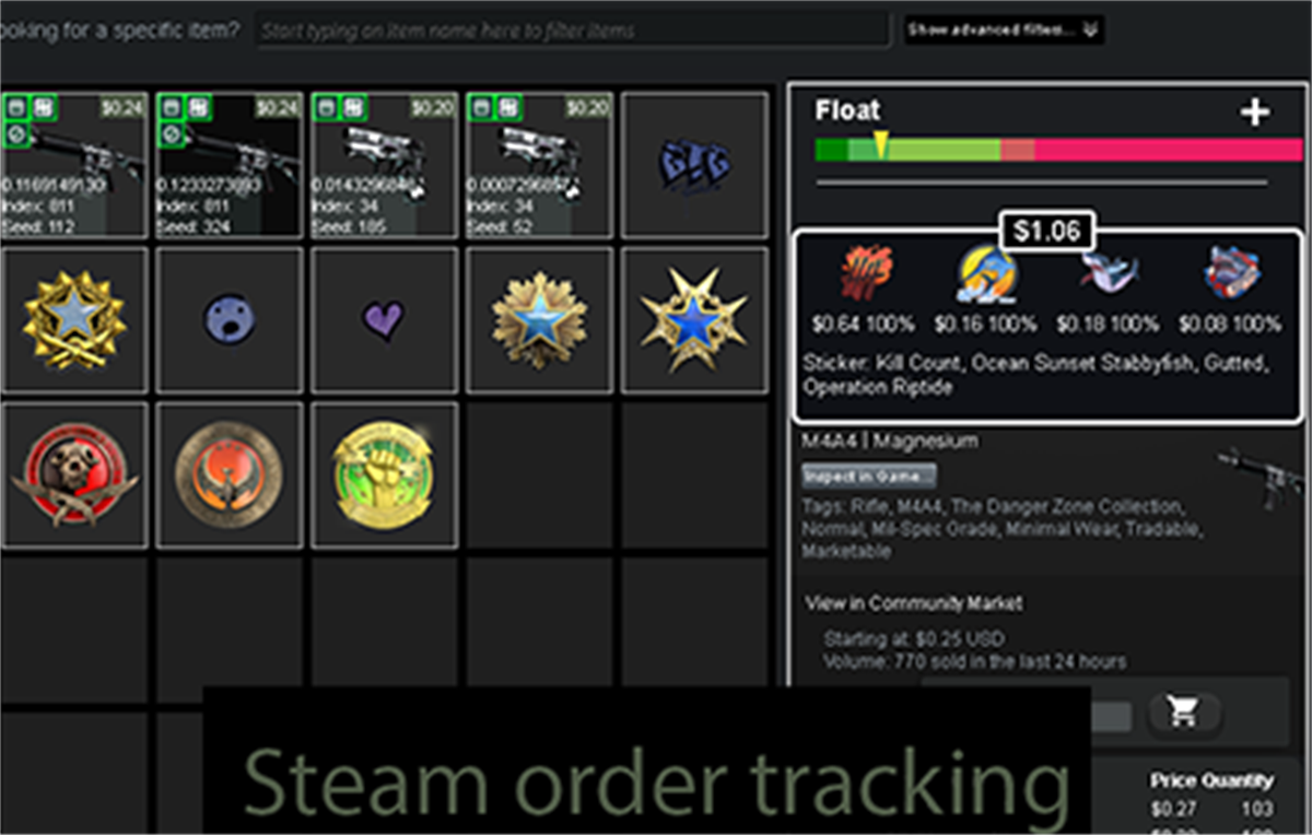 Steam order tracking